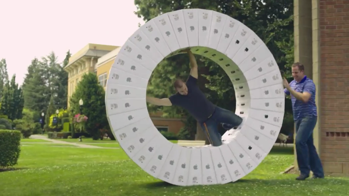 A Huge Wheel Made from 36 iMac Boxes