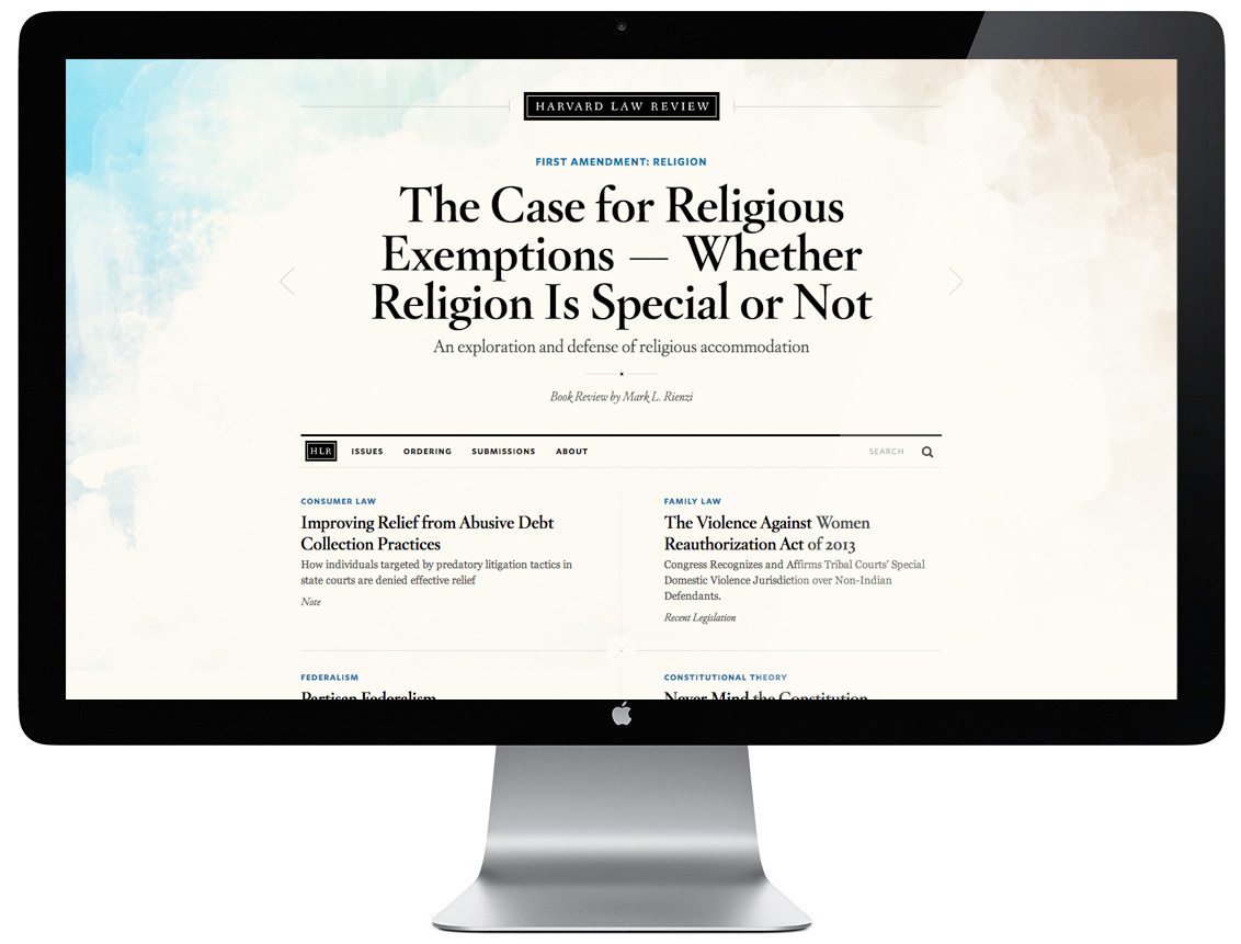 Harvard Law Review Web Site on Desktop