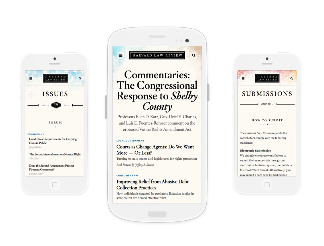Harvard Law Review Web Site on Mobile