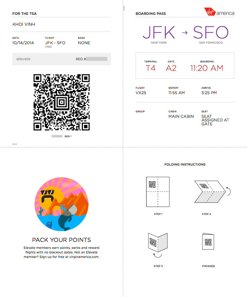 Virgin America’s Boarding Pass Design