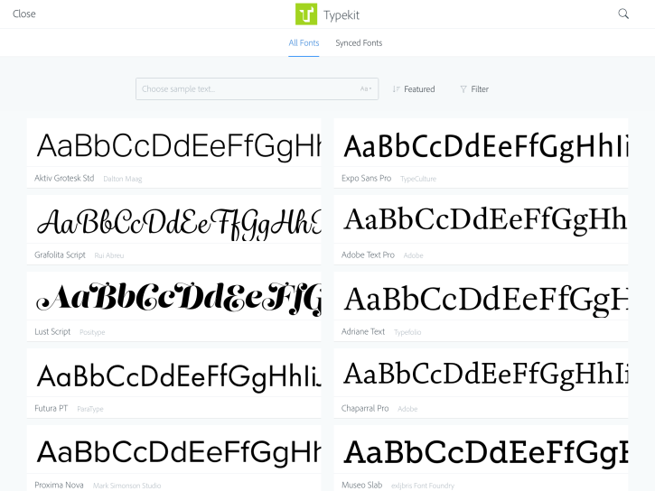 Typekit inside Adobe Comp CC