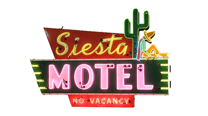 “Siesta Motel” Vintage Sign from the Walker Collection of American Signs