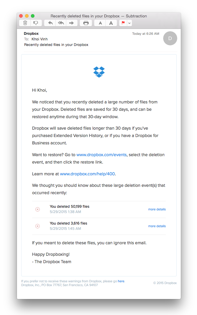 Dropbox Email