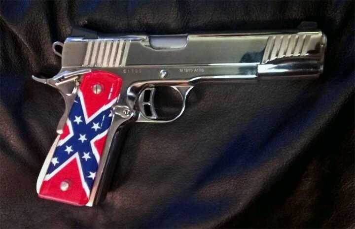 A Gun with the Confederate Flag on its Handle