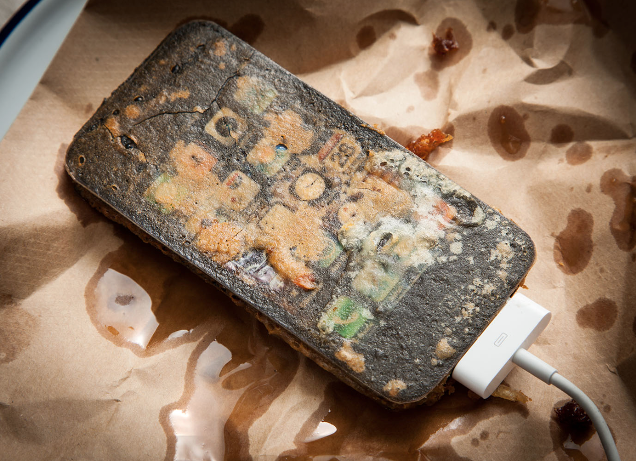 Fried iPhone from Henry Hargreaves’ “Deep Fried Gadgets”