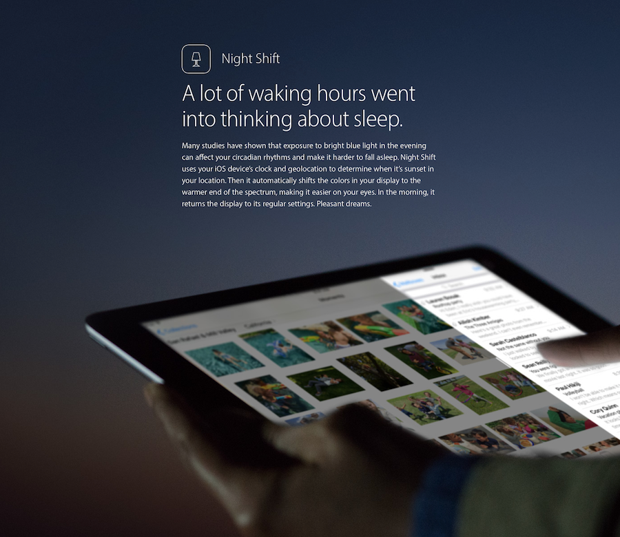 Marketing Site for Night Shift in iOS 9.3