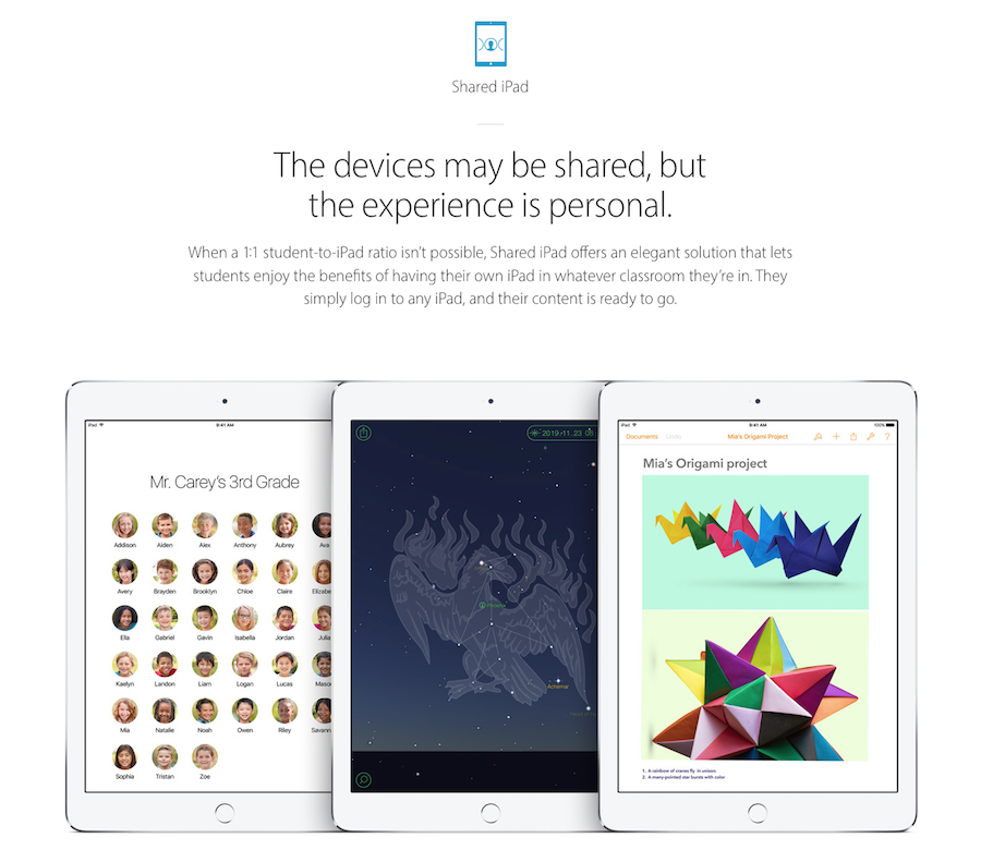 Marketing Site for Shared iPad in iOS 9.3