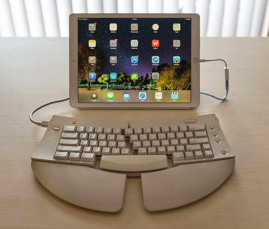 An Apple Adjustable Keyboard Connected to an iPad