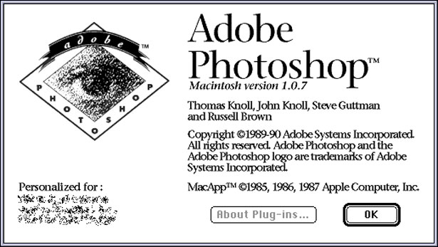Photoshop 1.0.7 Splash Screen
