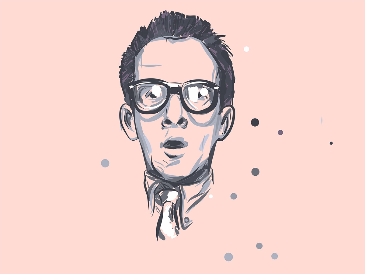 Elvis Costello, Created with Apple Pencil in Adobe Illustrator Draw