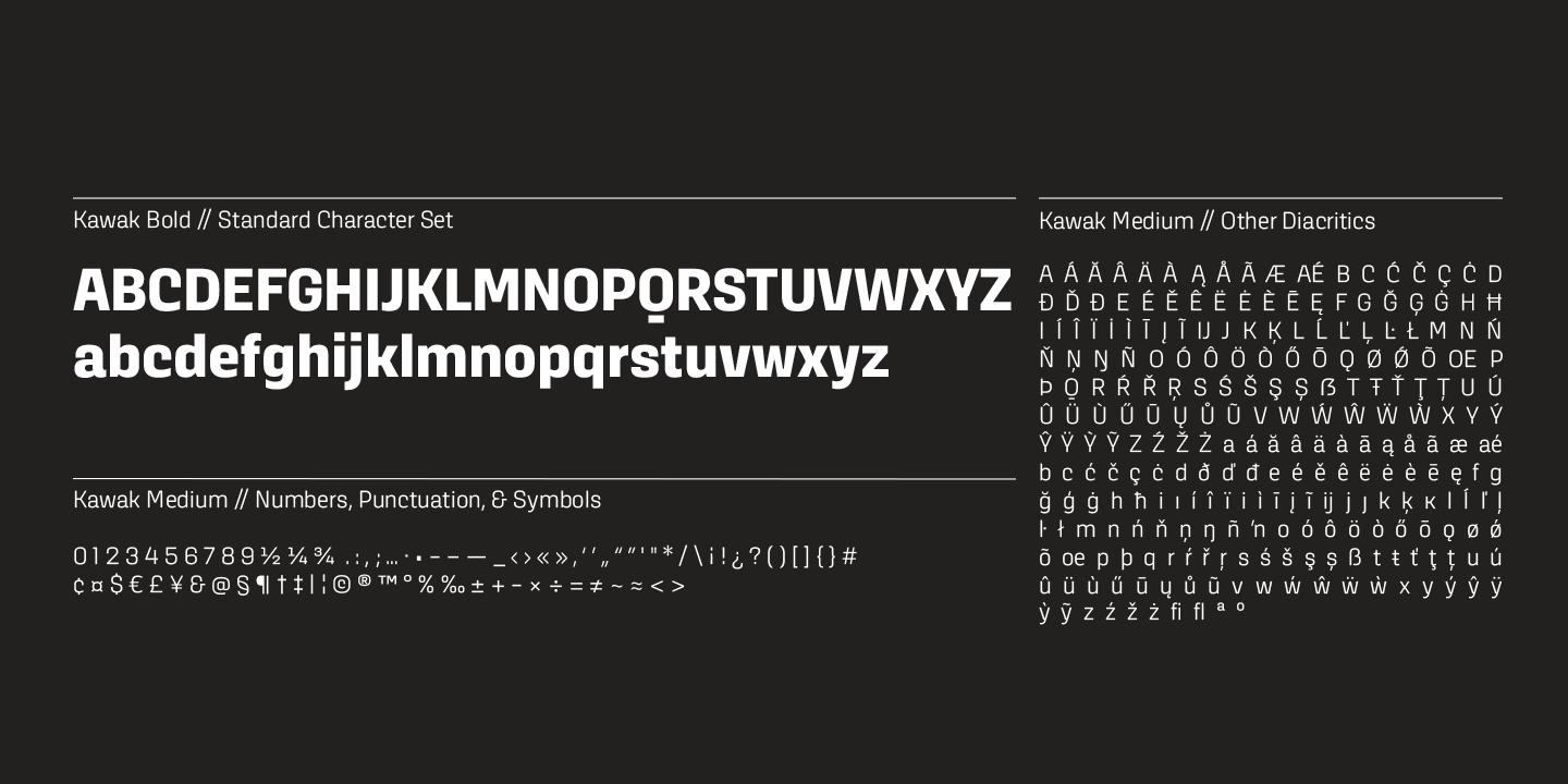 Type Sample of Kawak by Latinotype