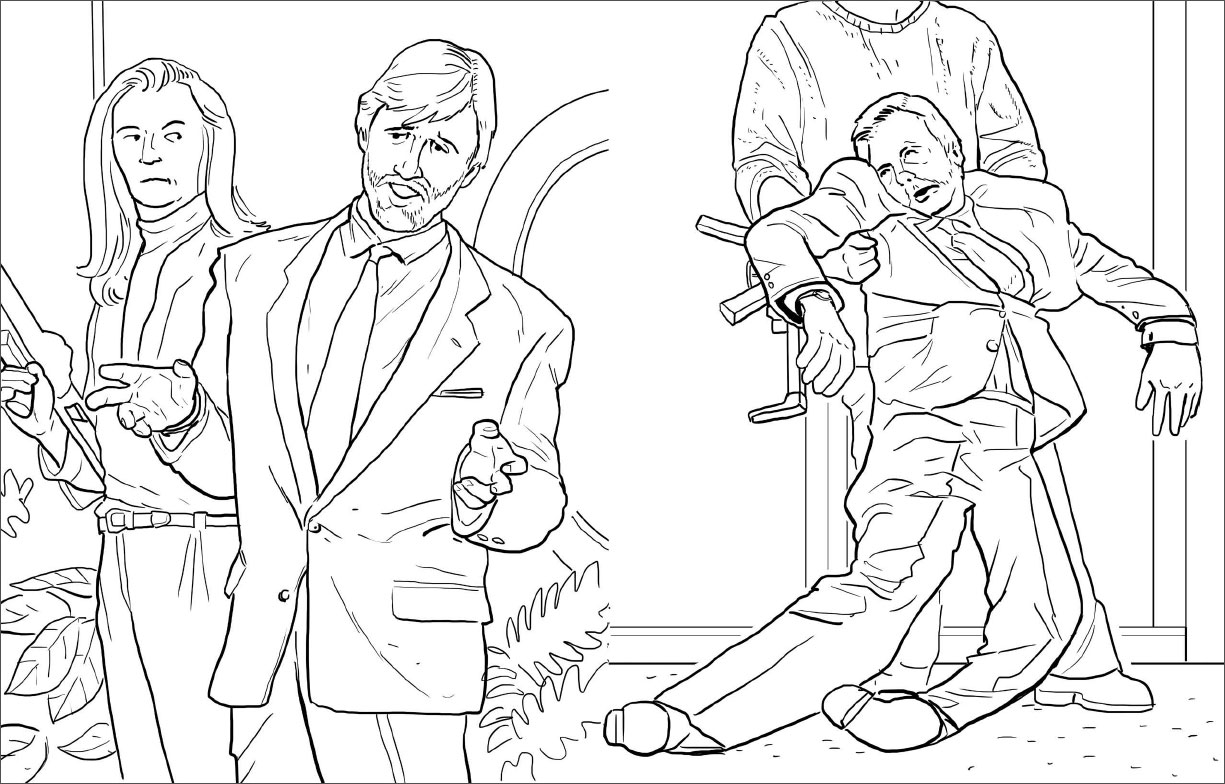 Sample Spread from “Die Hard Coloring and Activity Book”