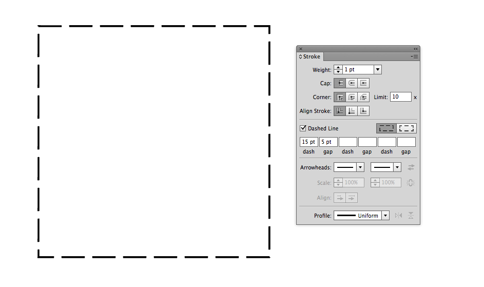 Dashed Lines in Adobe Illustrator without Corner Details Applied