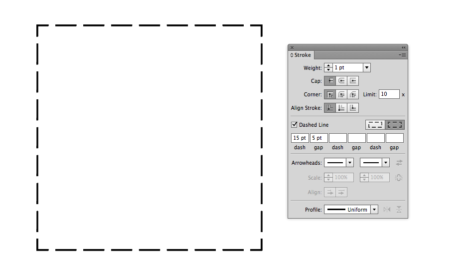 Dashed Lines in Adobe Illustrator with Corner Details Applied