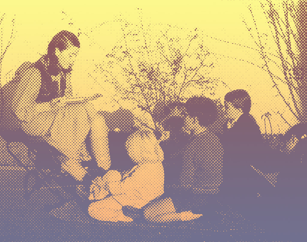 Girl Reading a Story to Children