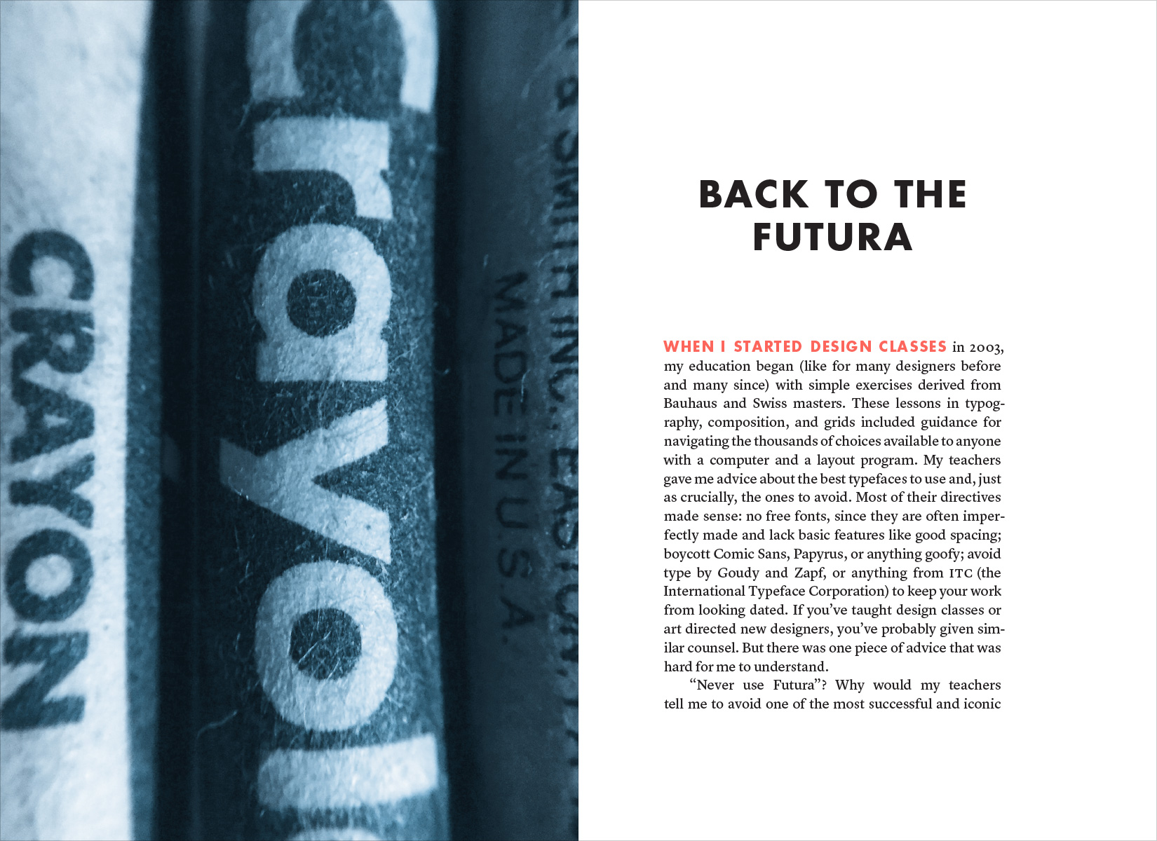 Spread from “Never Use Futura”