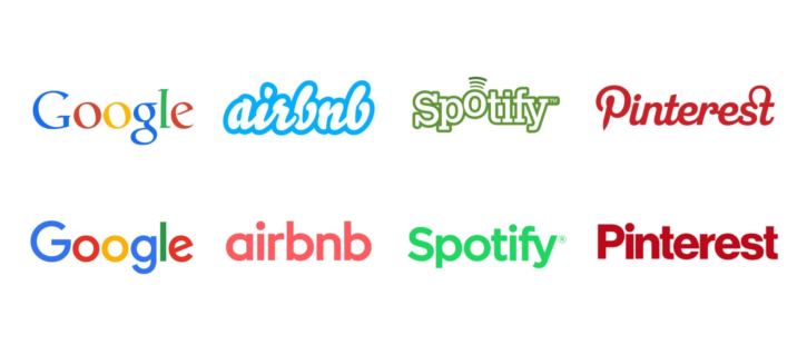 Past and Present Logos from Google, Airbnb, Spotify and Pinterest