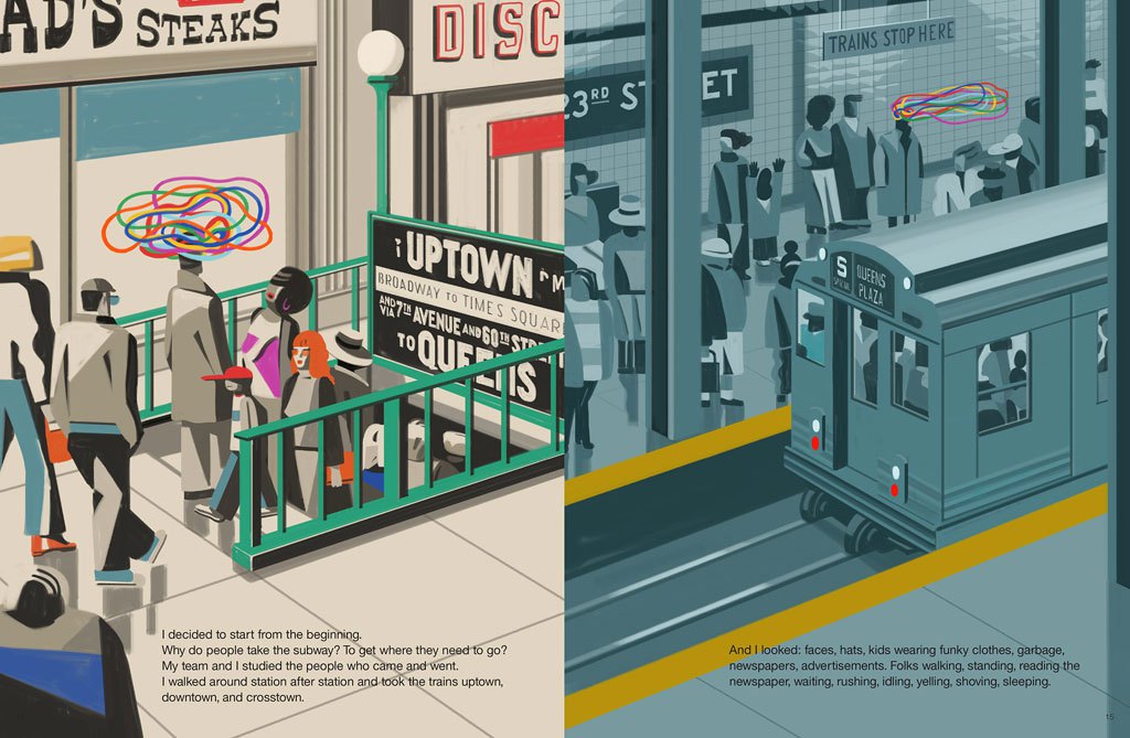 Sample Spread from “The Great New York Subway Map” by Emiliano Ponzi