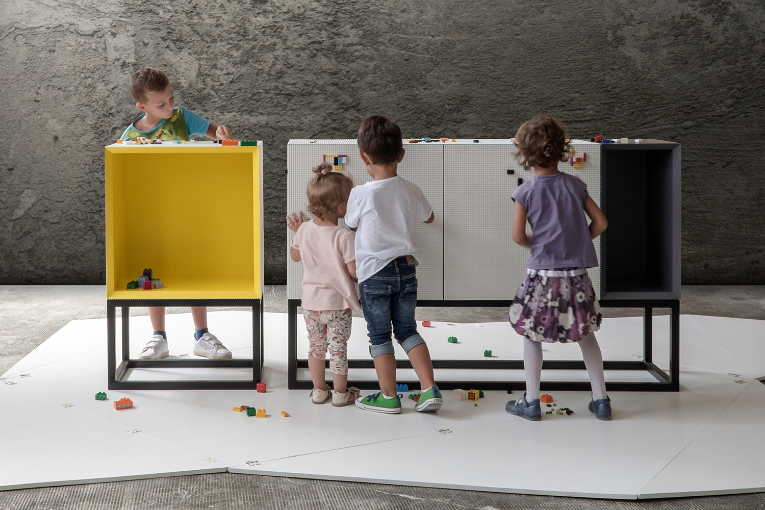 Children Playing with Stüda LEGO-compatible Furniture