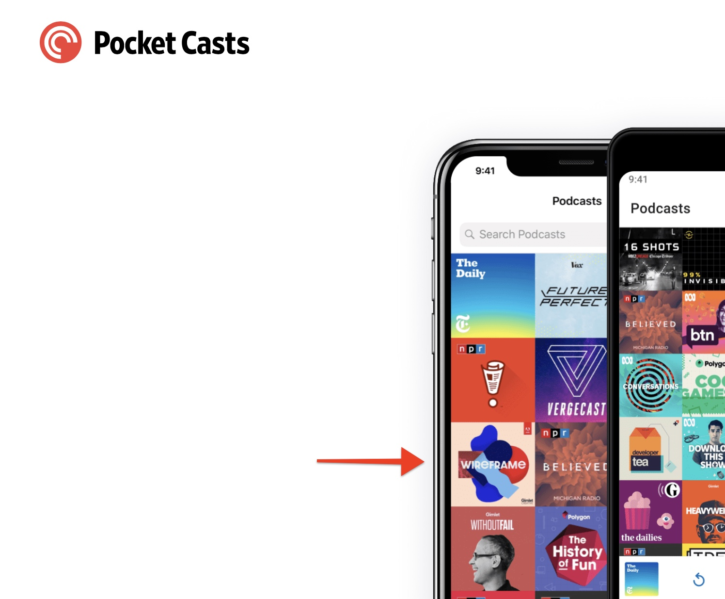 Detail of Pocket Casts Marketing Website
