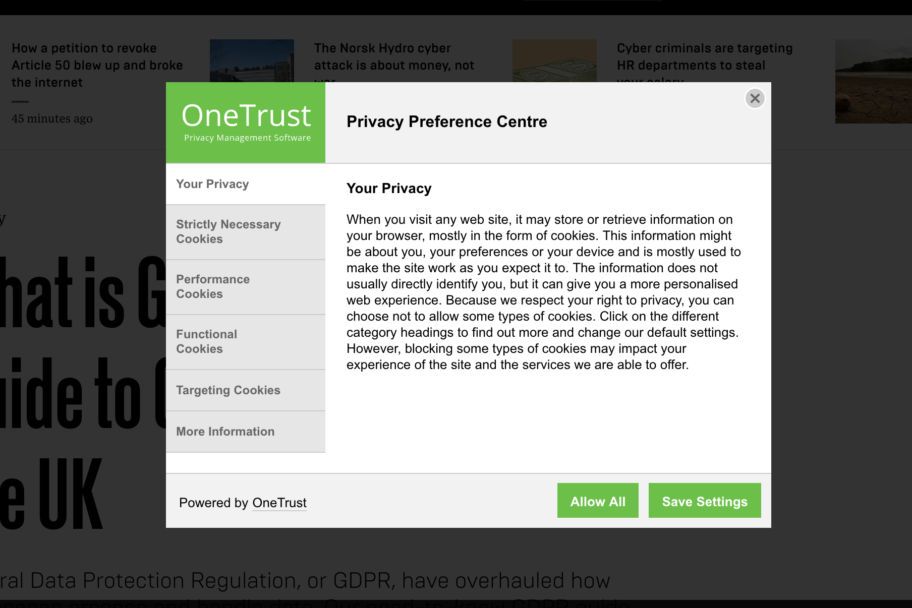 One Trust Privacy Center