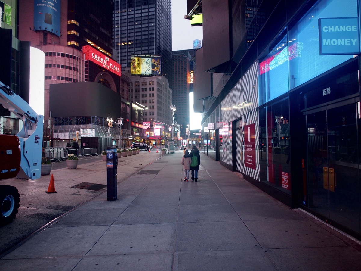 Walking South on Broadway at Times Square