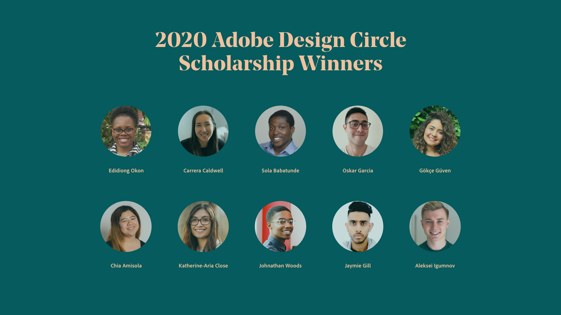 2020 Adobe Design Circle Scholarship Winners
