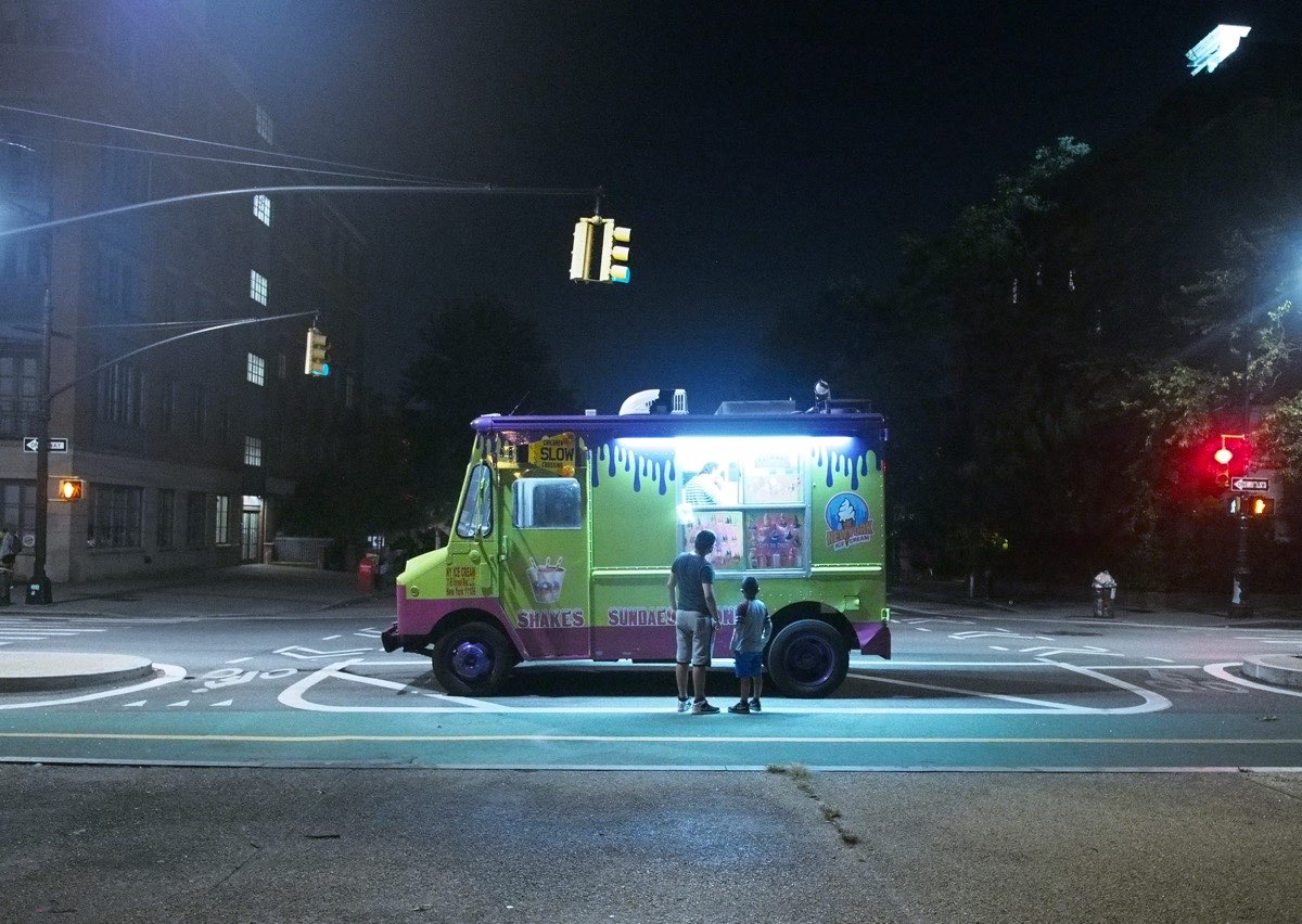 Photo of an Ice Cream Truck at Night on Prospect Park West, Brooklyn